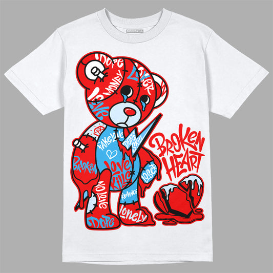 Jordan 11 Retro Cherry DopeSkill T-Shirt Broken Heart Graphic Streetwear - White 
