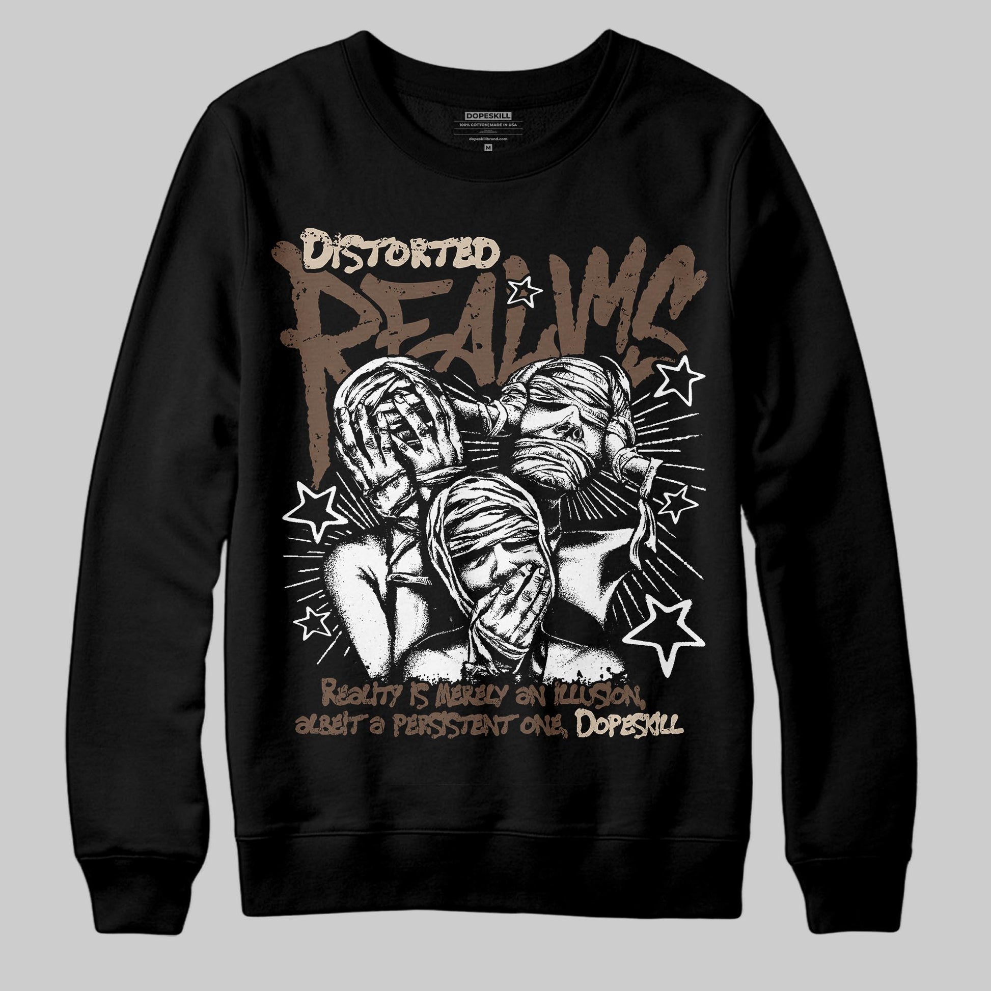 A Ma Maniére x Air Jordan 4 “Dark Mocha” DopeSkill Sweatshirt Distorted Realms Graphic Streetwear - Black