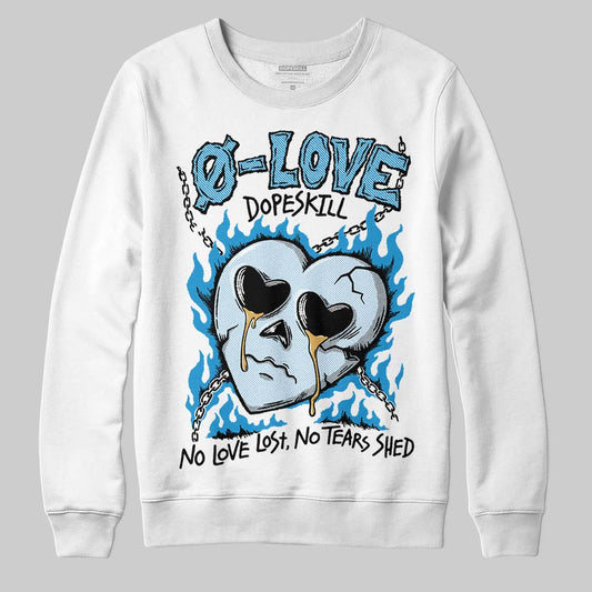 Jordan 4 Denim “Worn Blue” DopeSkill Sweatshirt Crying Heart Graphic Streetwear - White 