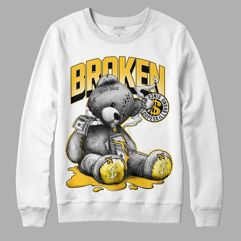 Jordan 4 Retro “Vivid Sulfur” DopeSkill Sweatshirt Sick Bear Graphic Streetwear - White 