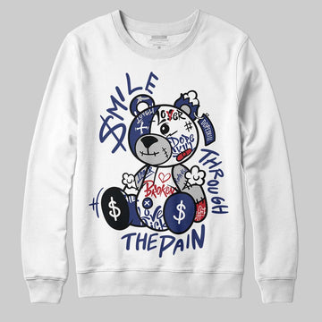 Jordan 1 High OG Rare Air "Deep Royal Blue" DopeSkill Sweatshirt Smile Through The Pain Graphic Streetwear - White