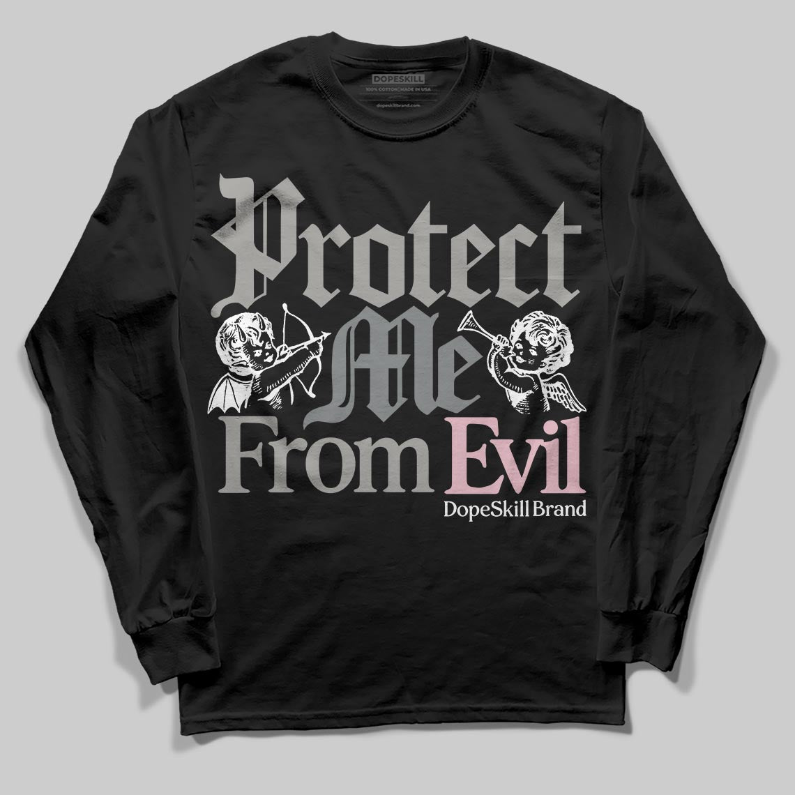 Air Max 95 OG “Pink Foam” DopeSkill Long Sleeve T-Shirt Protect Me From Evil Graphic Streetwear - Black