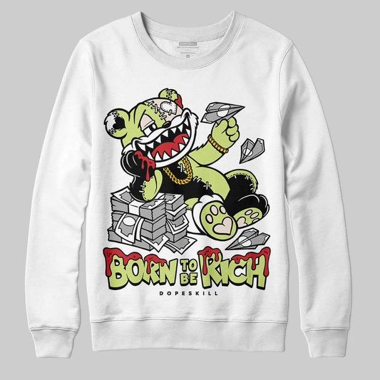 Jordan 5 “Luminous Green” DopeSkill Sweatshirt Born To Be Rich Graphic Streetwear - White 