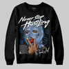 Jordan 4 WMNS 'Forget Me Not' DopeSkill Sweatshirt Never Stop Hustling Graphic Streetwear - Black