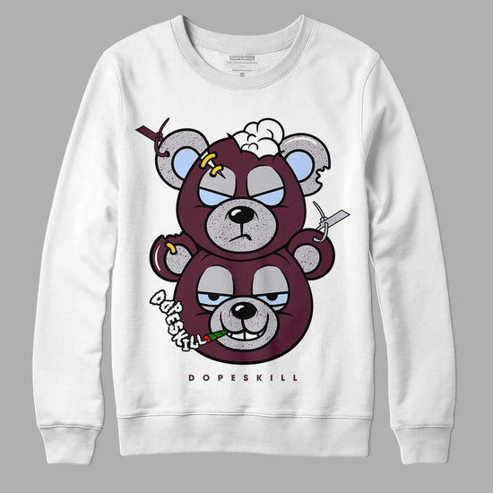 Jordan 5 Retro Burgundy (2023) DopeSkill Sweatshirt New Double Bear Graphic Streetwear - White