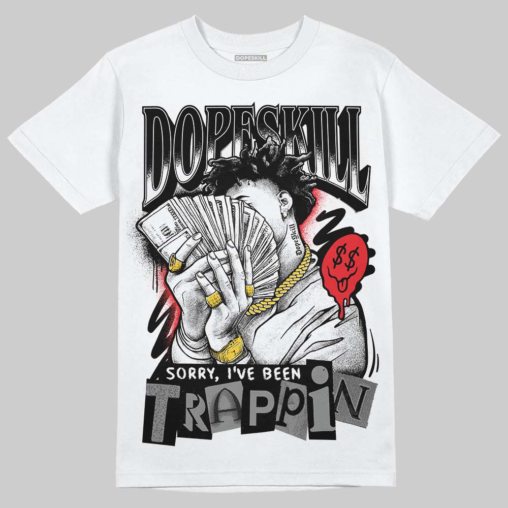 Rick Owens Leather Low Sneaker Black And Milk DopeSkill T-Shirt Sorry I've Been Trappin Graphic Streetwear - White 