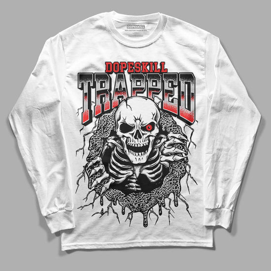 Jordan Spizike Low Bred DopeSkill Long Sleeve T-Shirt Trapped Halloween Graphic Streetwear - White 