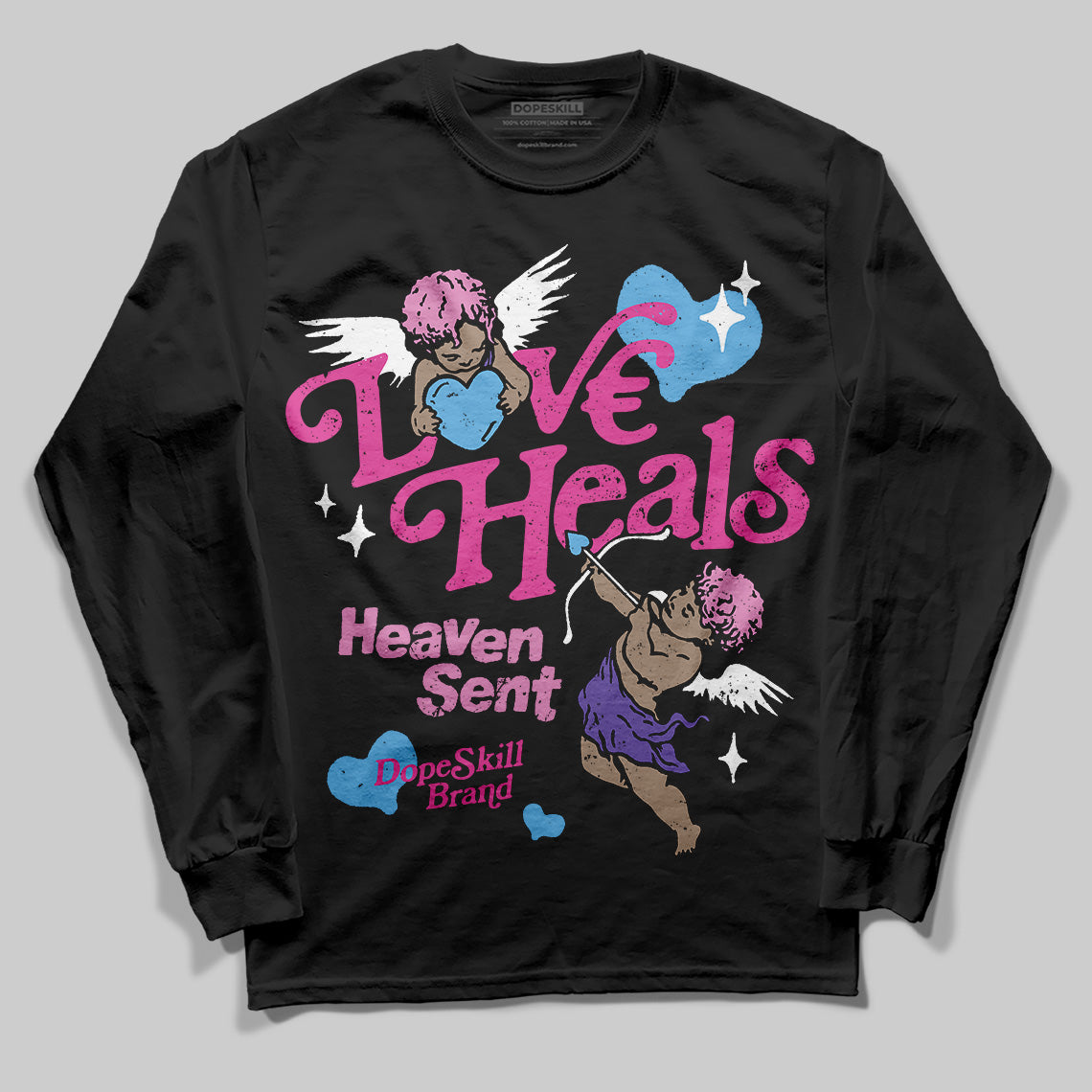 Dunk Low GS “Active Fuchsia” DopeSkill Long Sleeve T-Shirt New Love Heals Graphic Streetwear - Black