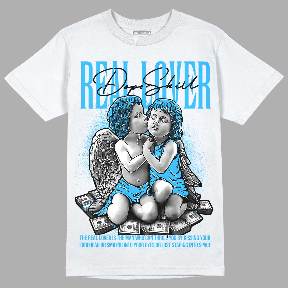 Jordan 2 Low "University Blue" DopeSkill T-Shirt Real Lover Graphic Streetwear - White