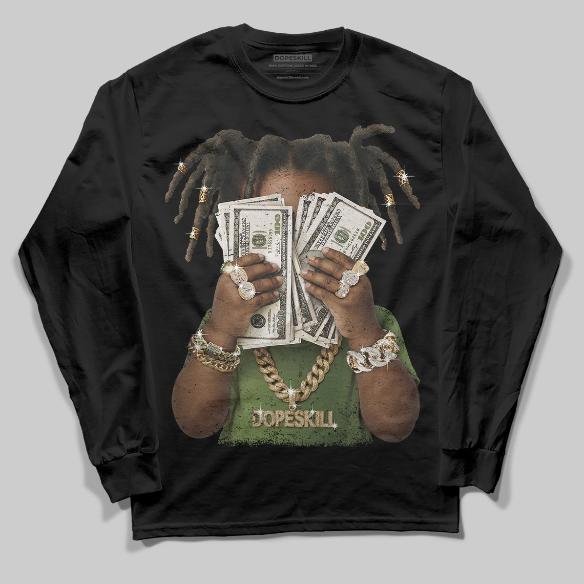 Foamposite Pro 'Pine Green' DopeSkill Long Sleeve T-Shirt Rich Youth Graphic Streetwear - black