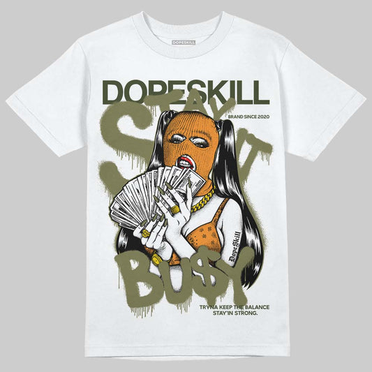 Olive Sneakers DopeSkill T-Shirt Stay It Busy Graphic Streetwear - White