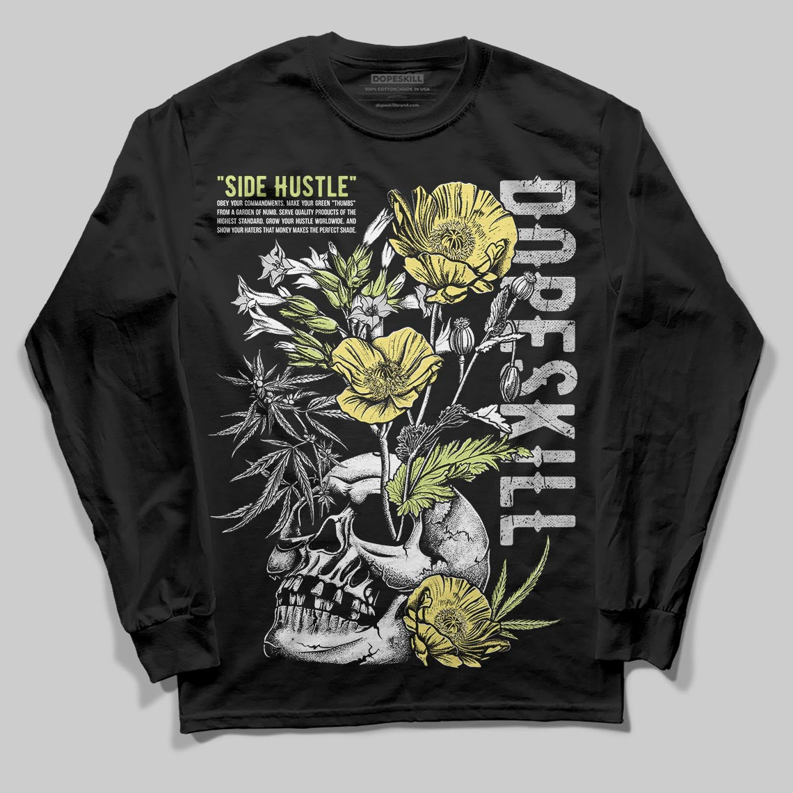 Jordan 4 GS “Light Lemon Twist” DopeSkill Long Sleeve T-Shirt Side Hustle Graphic Streetwear - black