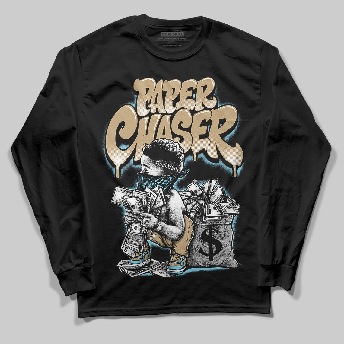Jordan 11 City Pack “H-Town” DopeSkill Long Sleeve T-Shirt Paper Chaser Boy Graphic Streetwear - Black