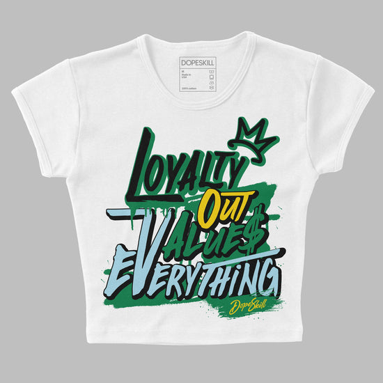 Jordan 5 “Lucky Green” DopeSkill Women's Crop Top LOVE Graphic Streetwear - White