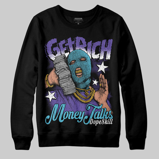 Jordan 8 Retro 'Aqua' 2025 DopeSkill Sweatshirt Get Rich Graphic Streetwear - Black