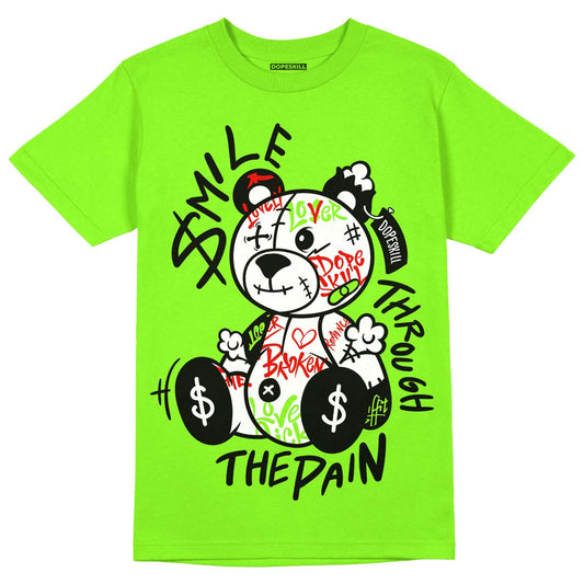 Neon Green Sneakers DopeSkill Neon Green T-shirt Smile Through The Pain Graphic Streetwear