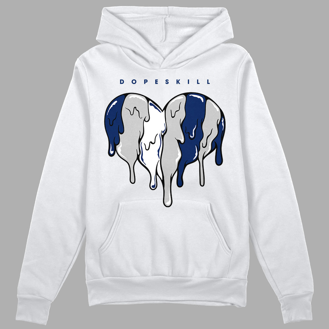 Jordan 13 Retro French Blue DopeSkill Hoodie Sweatshirt Slime Drip Heart Graphic Streetwear - White 