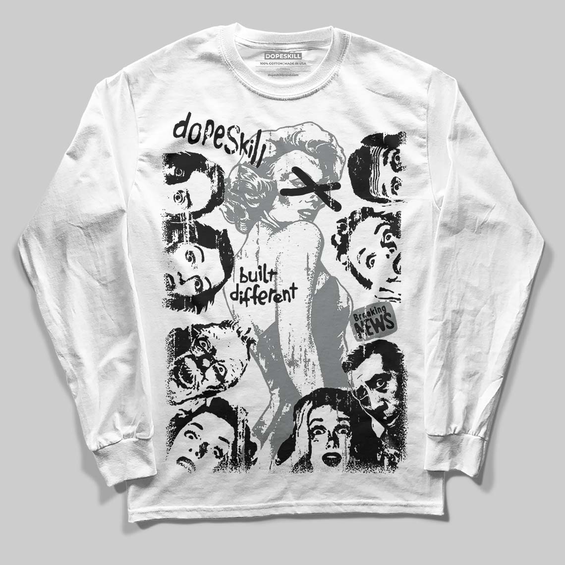 Jordan 9 Cool Grey DopeSkill Long Sleeve T-Shirt Built Different Graphic Streetwear - White