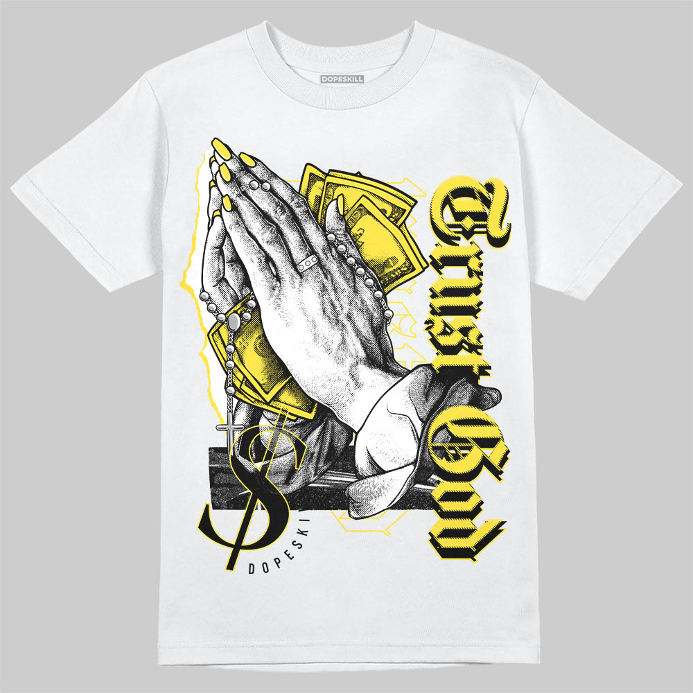 Jordan 11 Low 'Yellow Snakeskin' DopeSkill T-Shirt Trust God Graphic Streetwear - White