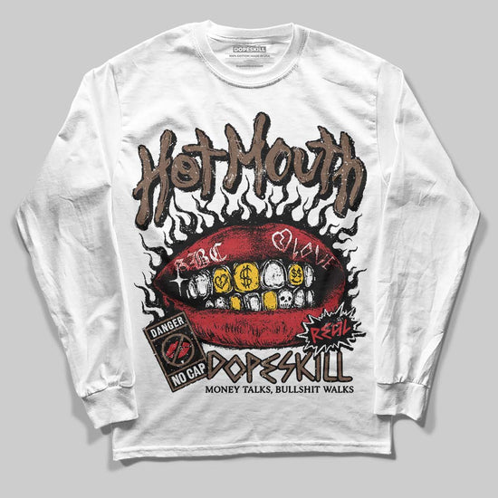 Jordan 9 'Olive' DopeSkill Long Sleeve T-Shirt Hot Mouth Graphic Streetwear - WHite