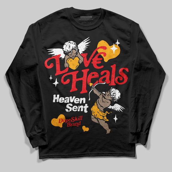 Red Sneakers DopeSkill Long Sleeve T-Shirt New Love Heals Graphic Streetwear - Black