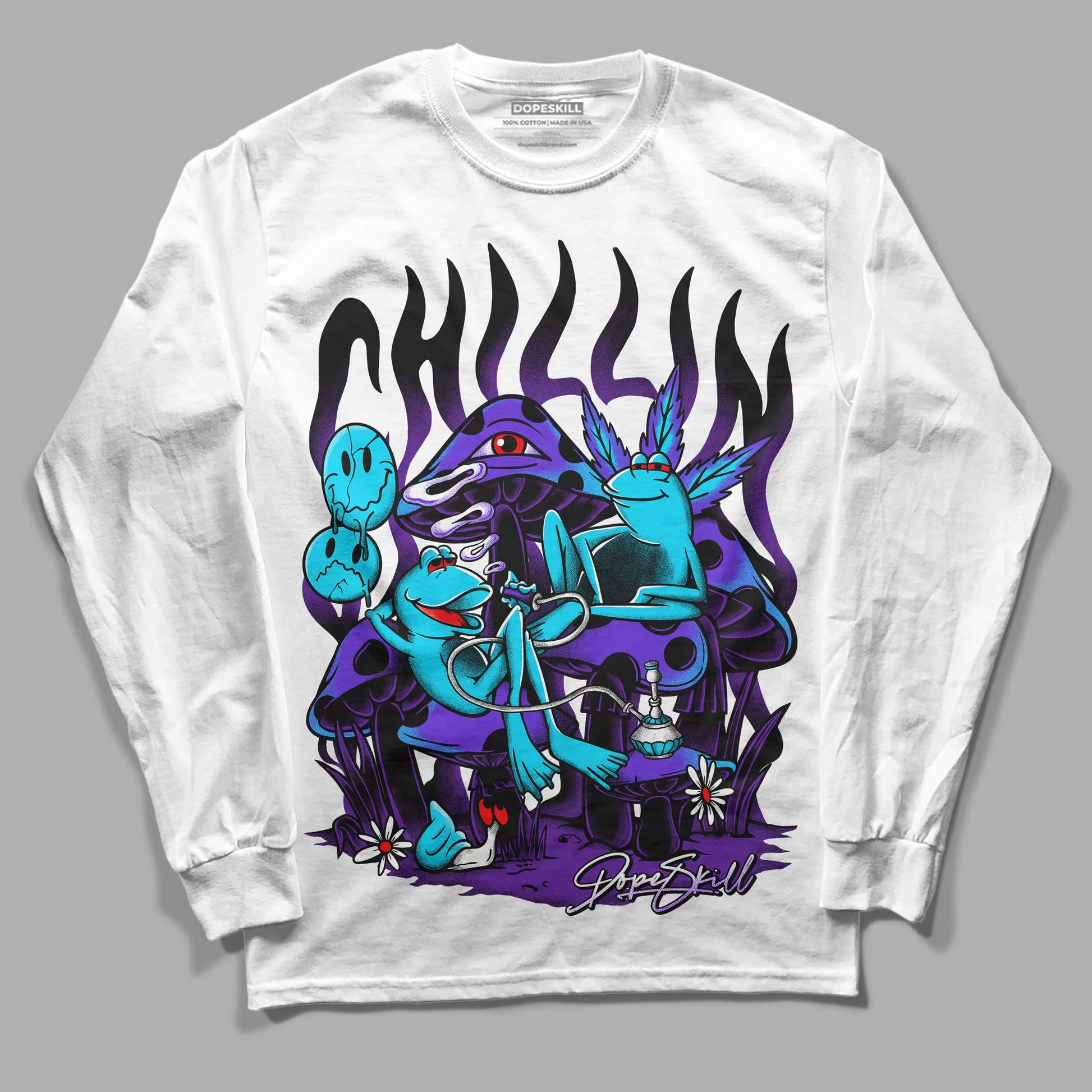 Jordan 6 "Aqua" DopeSkill Long Sleeve T-Shirt Chillin Graphic Streetwear - White