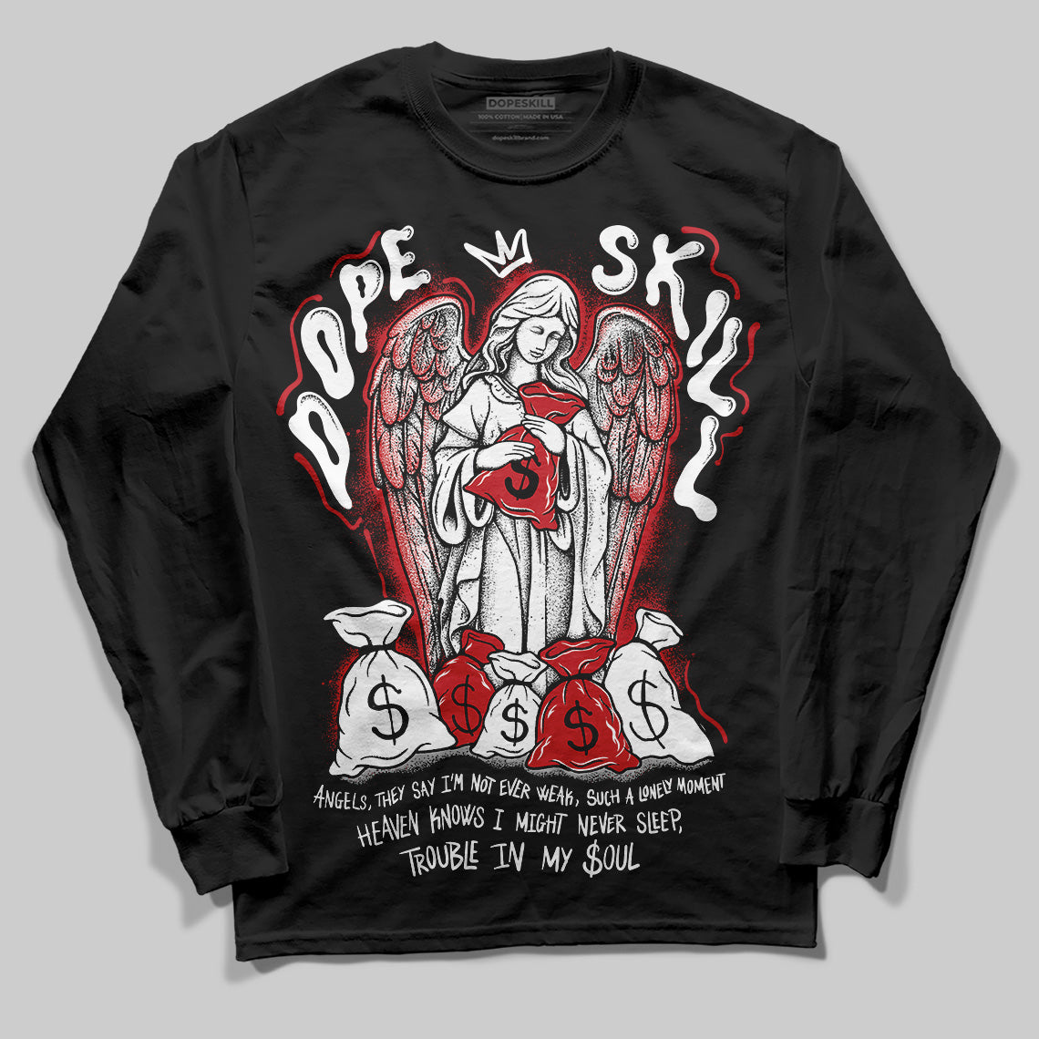 Jordan 11 “Bred Velvet” DopeSkill Long Sleeve T-Shirt Angels Graphic Streetwear - Black