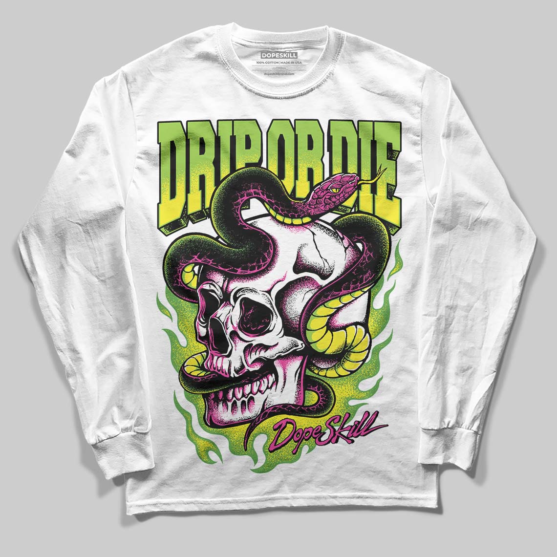 Neon Green Sneakers DopeSkill Long Sleeve T-Shirt Drip or Die Graphic Streetwear - White
