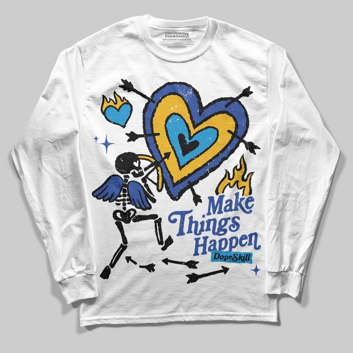 Royal Blue Sneakers DopeSkill Long Sleeve T-Shirt Make Things Happen Graphic Streetwear - White