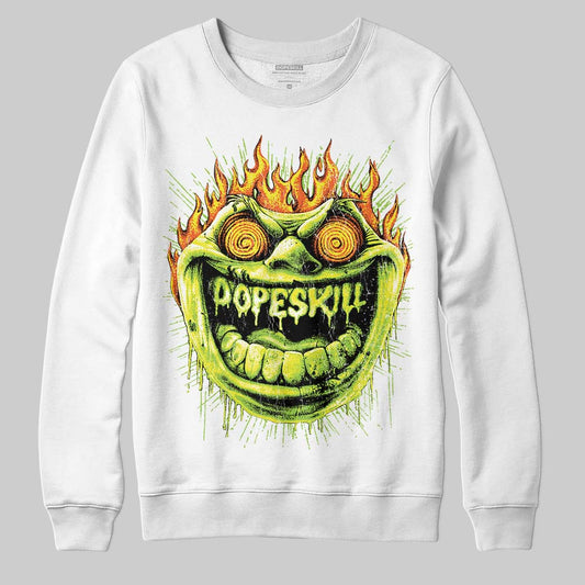Neon Green Sneakers DopeSkill Sweatshirt Hellfire Graphic Streetwear - White