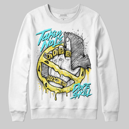 Jordan 5 Aqua DopeSkill Sweatshirt Takin No L's Graphic Streetwear - White