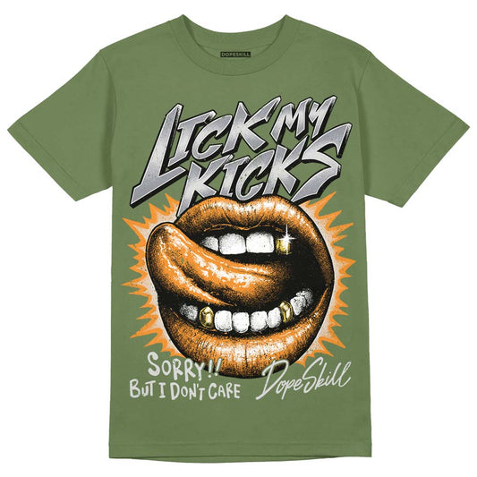 Jordan 5 "Olive" DopeSkill Olive T-Shirt Lick My Kicks Graphic Streetwear