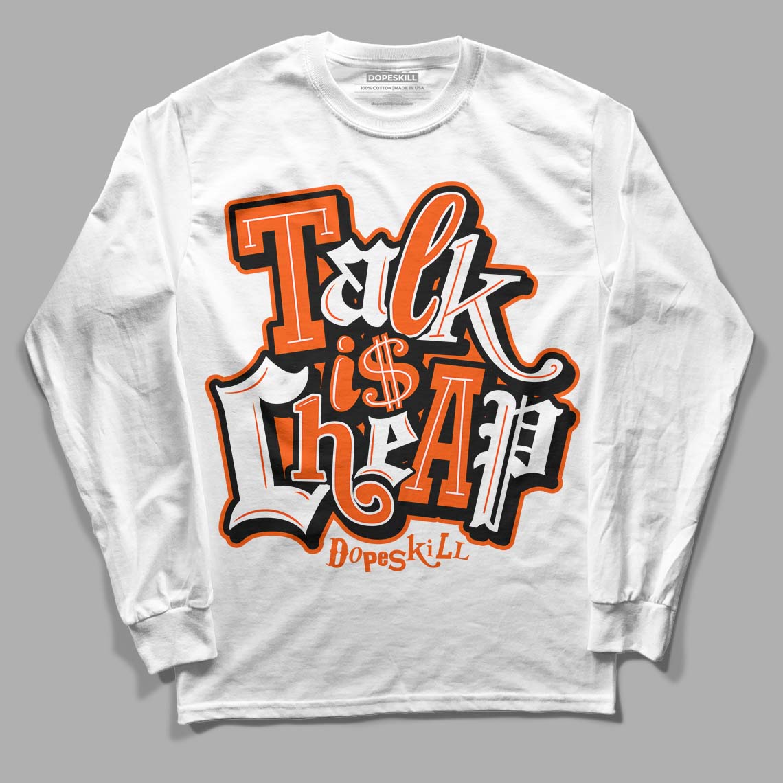 MSCHF Super Normal 2 Orange Milk DopeSkill Long Sleeve T-Shirt Talk Is Chip Graphic Streetwear - White