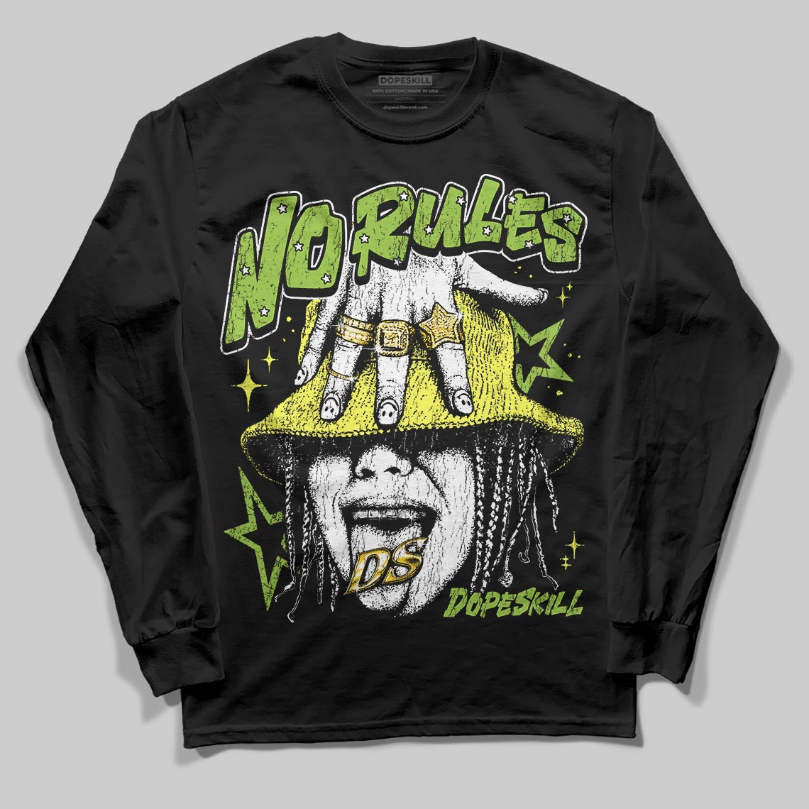 Green Sneakers DopeSkill Long Sleeve T-Shirt No Rules Graphic Streetwear - black