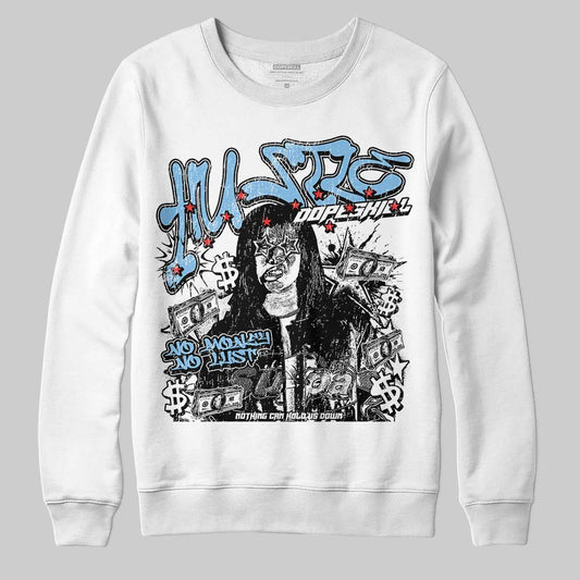 University Blue Sneakers DopeSkill Sweatshirt No Money No Lust Graphic Streetwear - White 