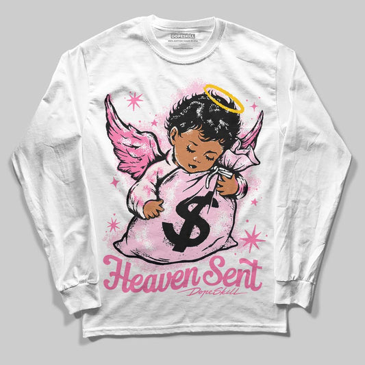 Dunk Low LX Pink Foam DopeSkill Long Sleeve T-Shirt Heaven Sent Graphic Streetwear - White 