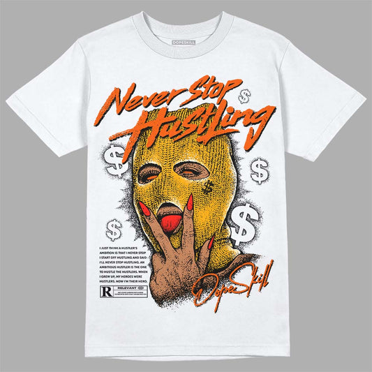 Jordan 12 Retro Black Taxi DopeSkill T-Shirt Never Stop Hustling Graphic Streetwear - White 