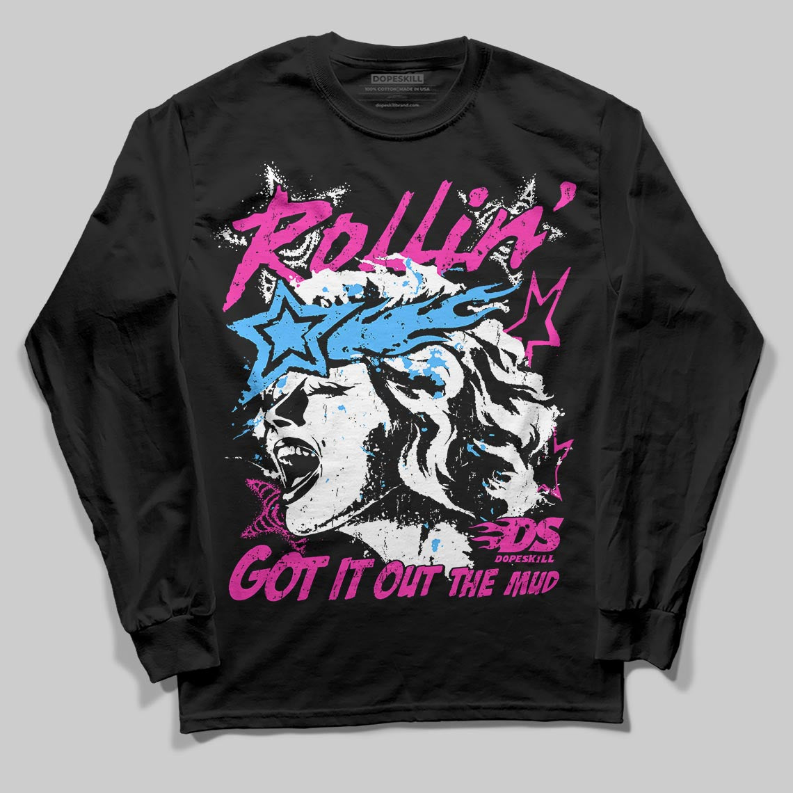 Pink Sneakers DopeSkill Long Sleeve T-Shirt Got It Out The Mud Graphic Streetwear - Black