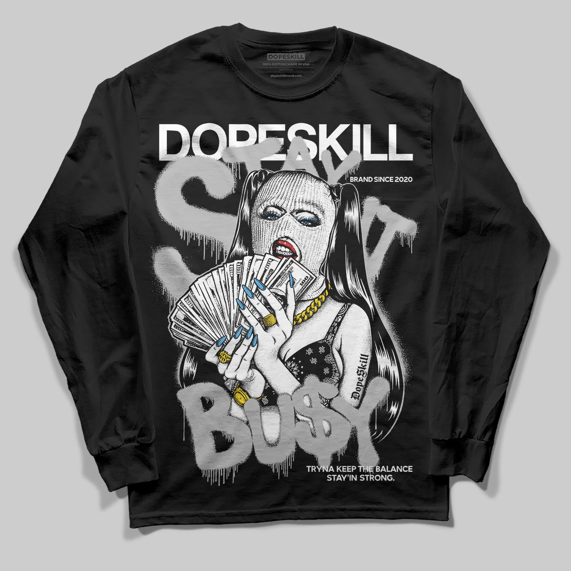 Jordan 10 OG “Steel” DopeSkill Long Sleeve T-Shirt Stay It Busy Graphic Streetwear - black