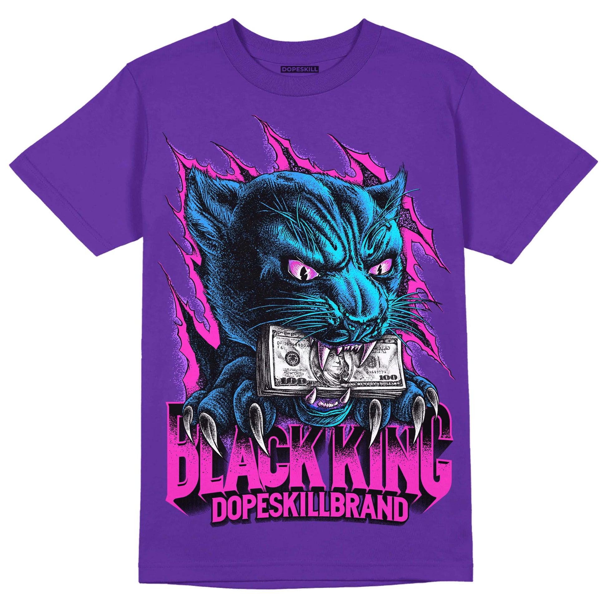 Jordan 13 Court Purple DopeSkill Purple T-Shirt Black King Graphic Streetwear 