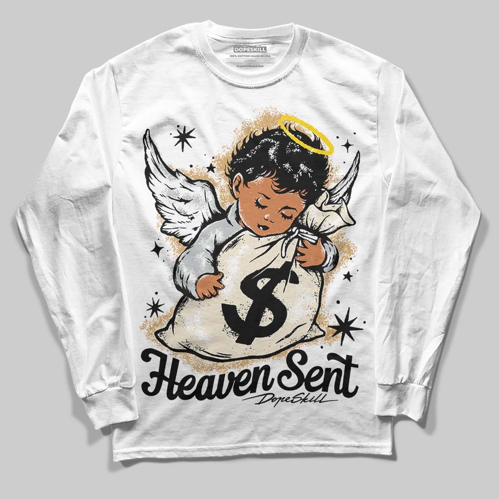 Jordan 5 Retro Reverse Metallic DopeSkill Long Sleeve T-Shirt Heaven Sent Graphic Streetwear - White