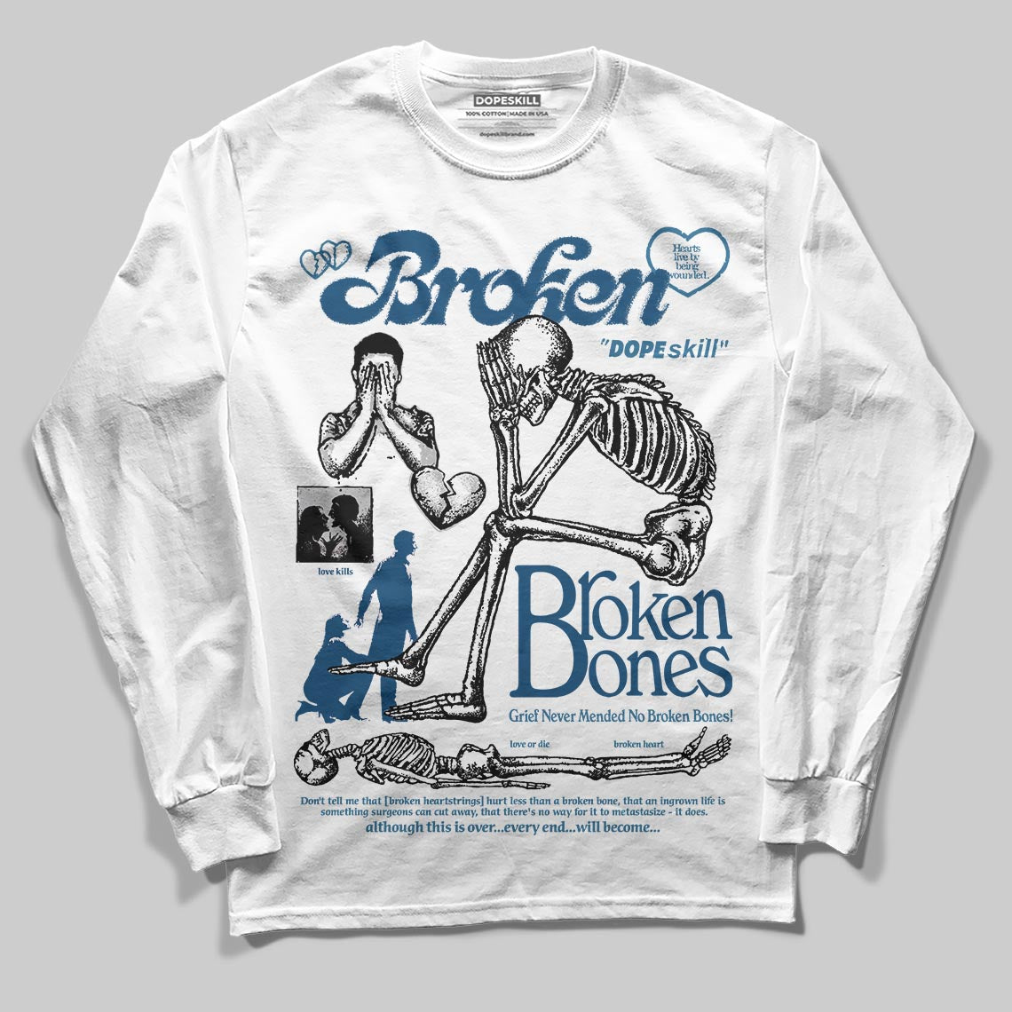 Jordan 12 Retro French Blue (2025) DopeSkill Long Sleeve T-Shirt Broken Bones Graphic Streetwear