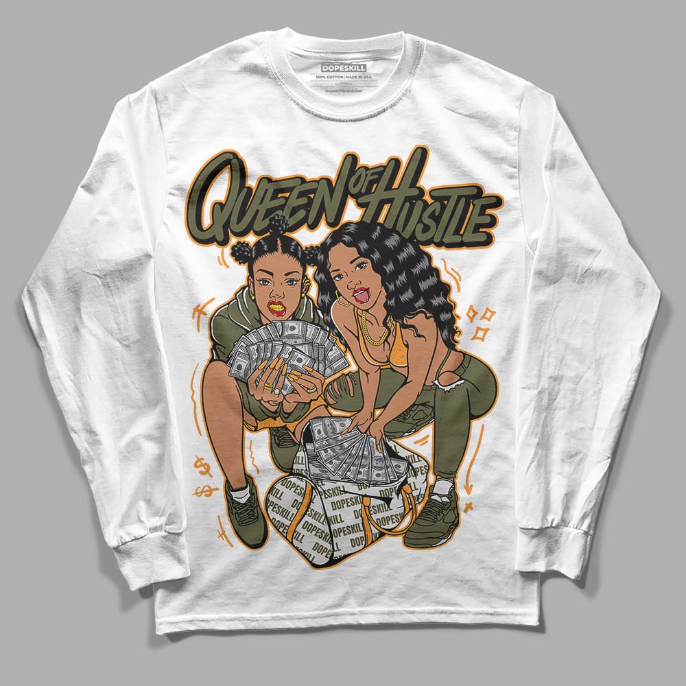 Jordan 5 "Olive" DopeSkill Long Sleeve T-Shirt Queen Of Hustle Graphic Streetwear - White