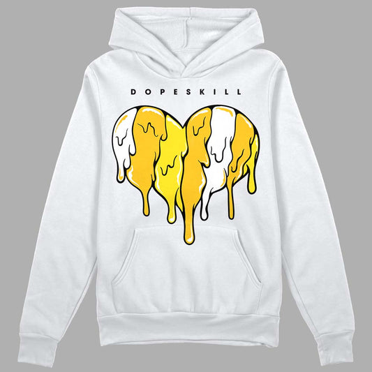 Jordan 4 Retro “Vivid Sulfur” DopeSkill Hoodie Sweatshirt Slime Drip Heart Graphic Streetwear - White 