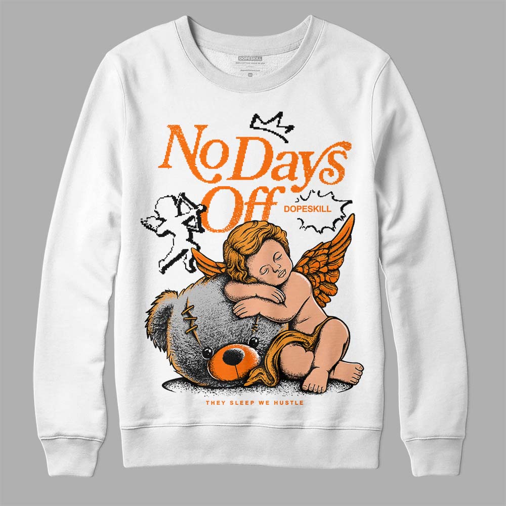 Orange, Black & White Sneakers DopeSkill Sweatshirt New No Days Off Graphic Streetwear - White 