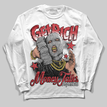 Jordan 5 Retro Fire Red Black Tongue (2025) DopeSkill Long Sleeve T-Shirt Get Rich Graphic Streetwear - White