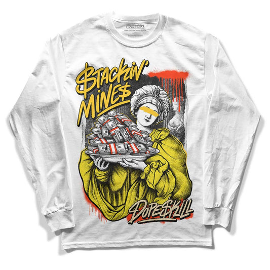 Jordan 4 Retro “Vivid Sulfur” DopeSkill Long Sleeve T-Shirt Stackin Mines Graphic Streetwear - White