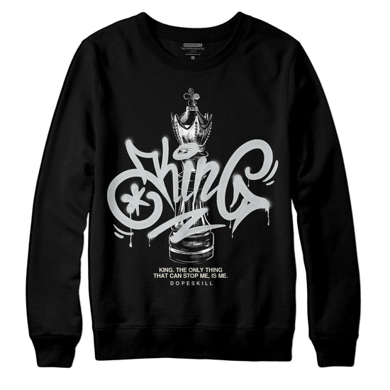 Jordan 1 Retro Low OG Black Cement DopeSkill Sweatshirt King Chess Graphic Streetwear - Black