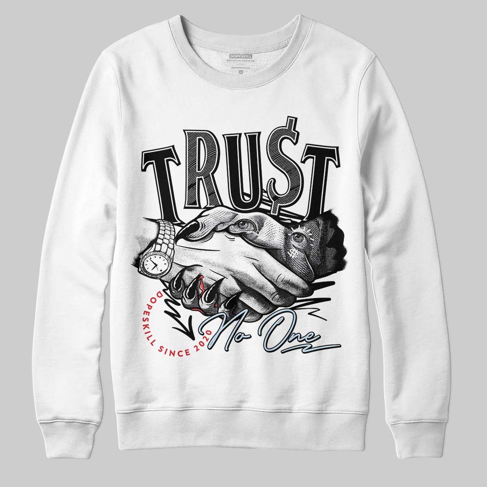 Jordan 5 Retro OG Black Metallic Reimagined DopeSkill Sweatshirt Trust No One Graphic Streetwear - White