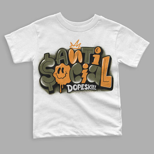Jordan 5 "Olive" DopeSkill Toddler Kids T-shirt Anti Social Graphic Streetwear - White 